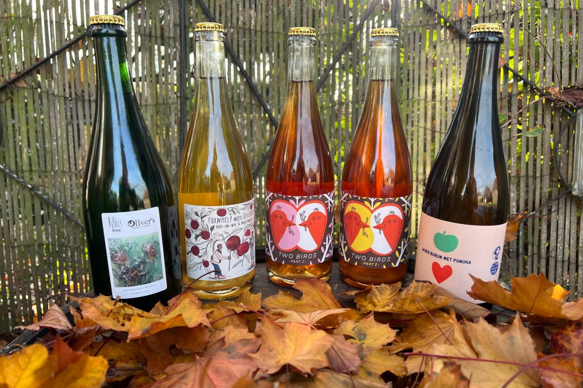 A selection of collaboration bottles of cider and perry
