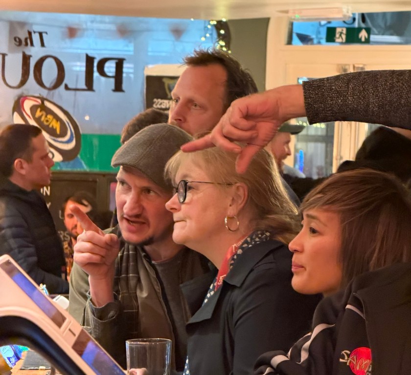 A busy evening in The Plough inn.