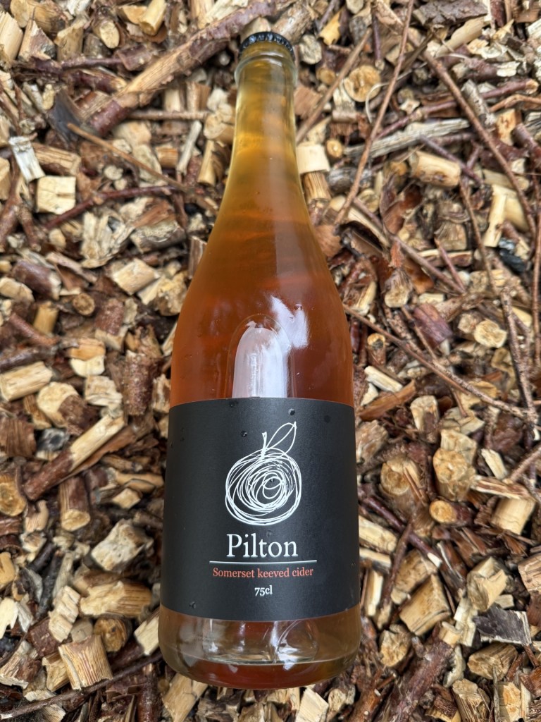 A bottle of Pilton's Somerset Keeved Cider 2023