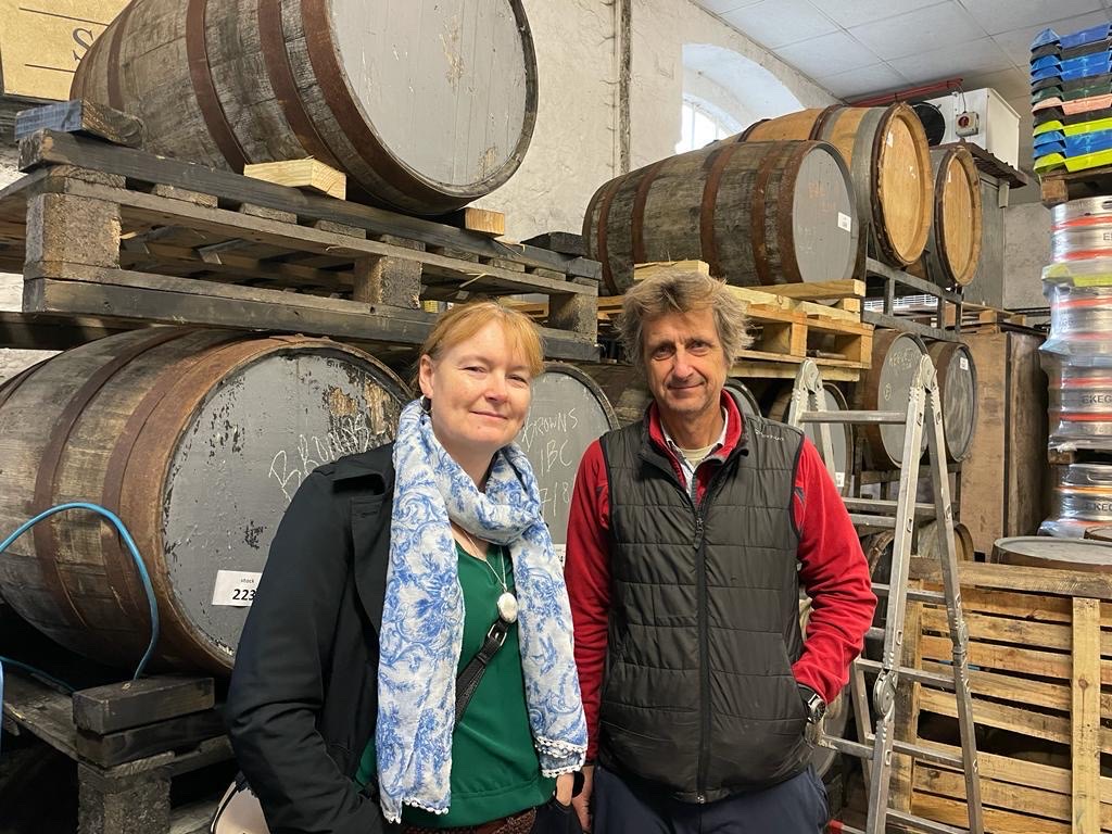 Alison Taffs and Martin Berkely in Pilton Cidery
