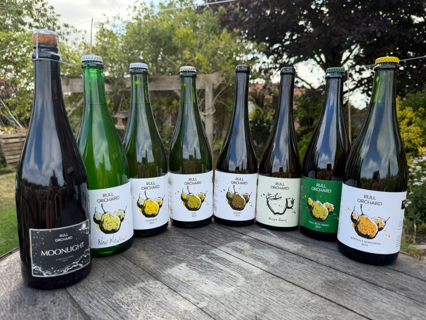 A selection of Rull Orchard perries and a cider