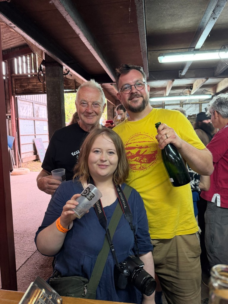 Anna, Jack, and Bob at the cidermakers bottle share
